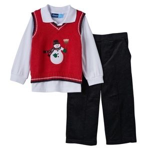 Snowman Sweater Vest Christmas Suit Sz 12, 18, 24M